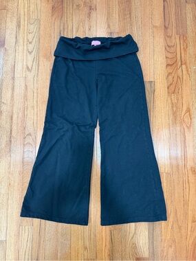 Black Fold-Over Waist Wide-Leg Pants